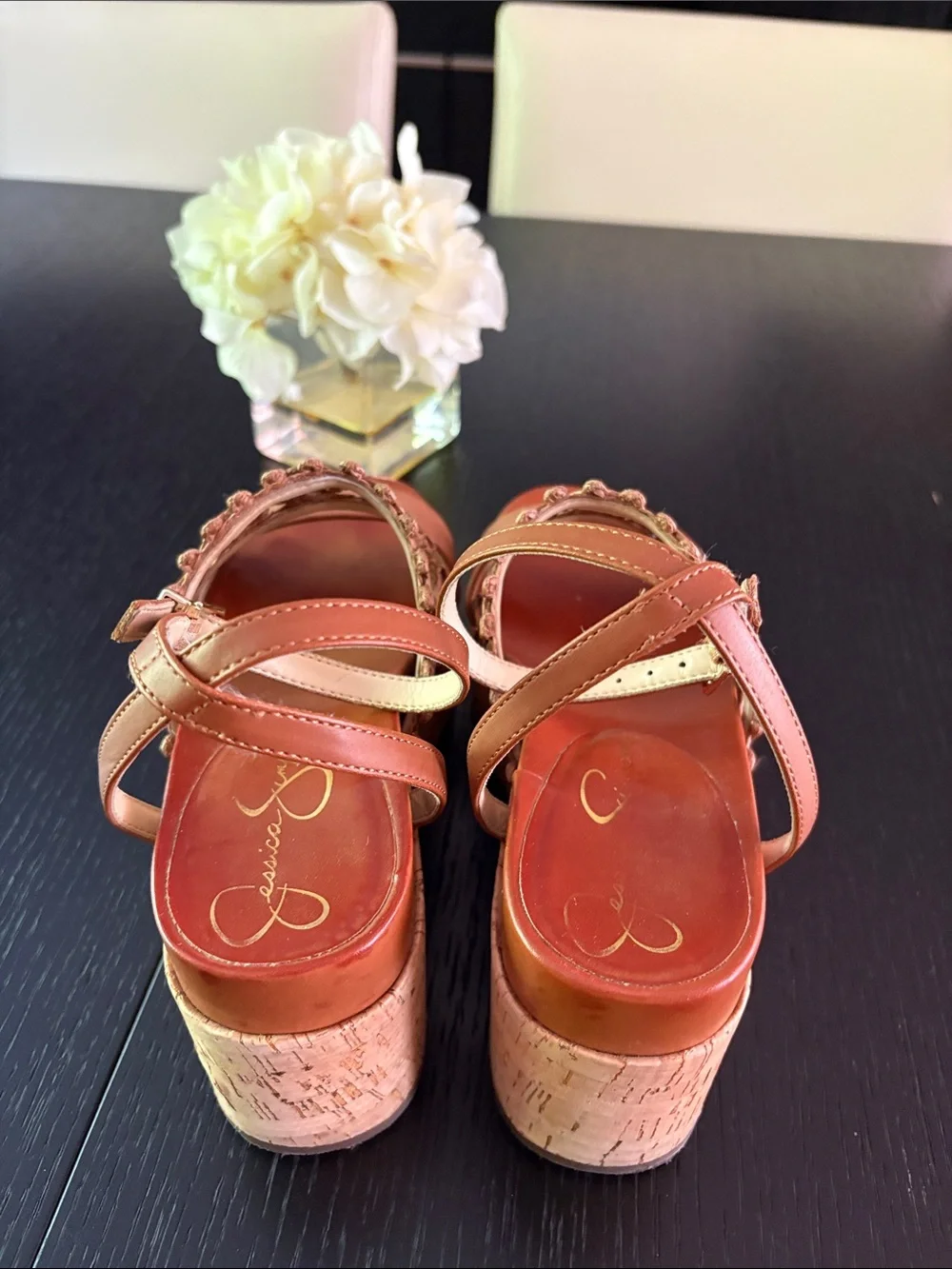 Jessica Simpson- Platform Wedge Sandals in Tan Brown- Women